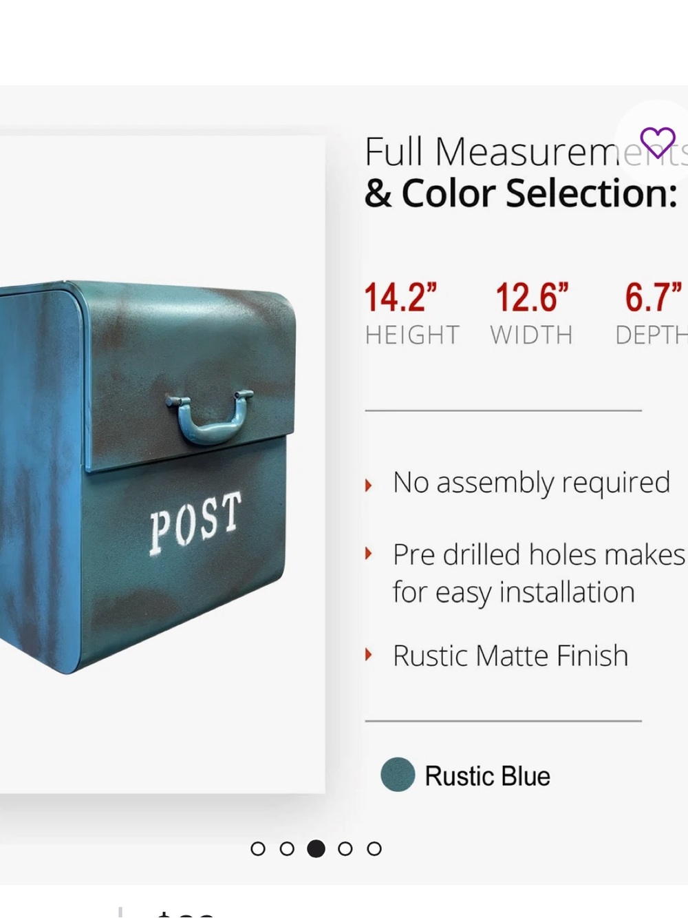 Teal Aluminum Wall-Mounted Mailbox - Teal - Picture 5 of 5
